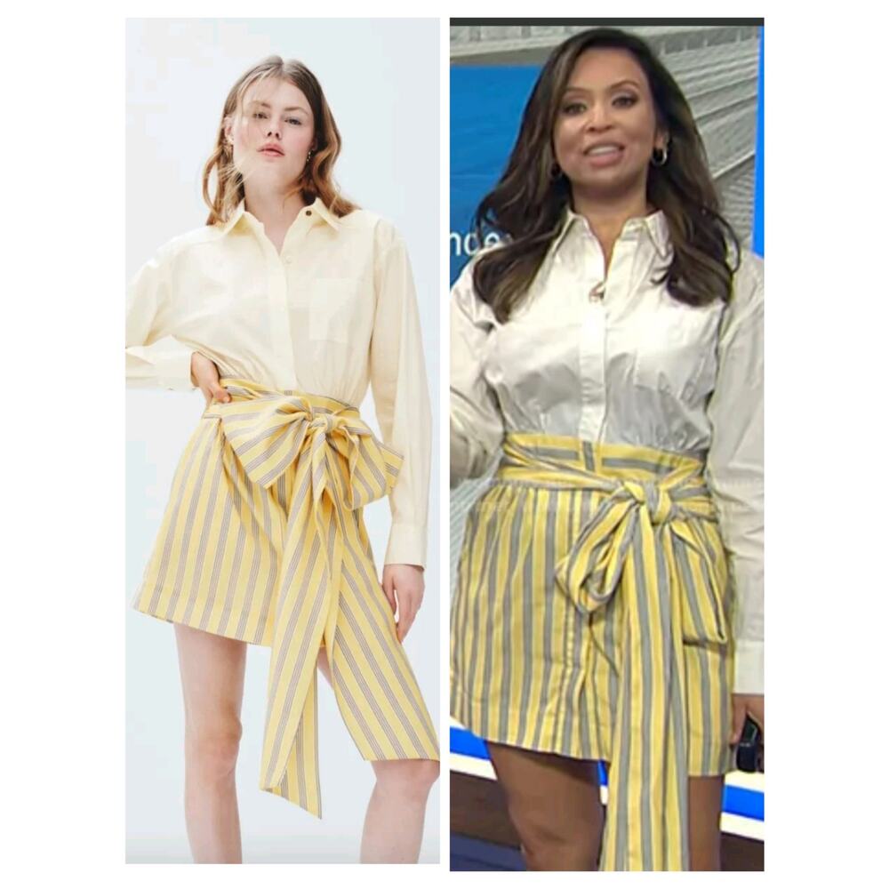 5501)As Shown on TV Toccin x RTR Solid & Stripe Bow Shirt Mini Dress Size 4